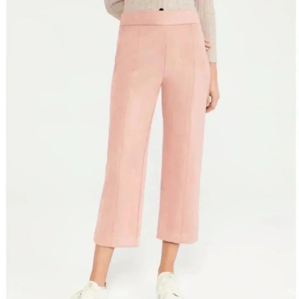 Ann Taylor The Faux Suede Wide Leg Crop Pant Pink 6 Culottes Pants Cropped